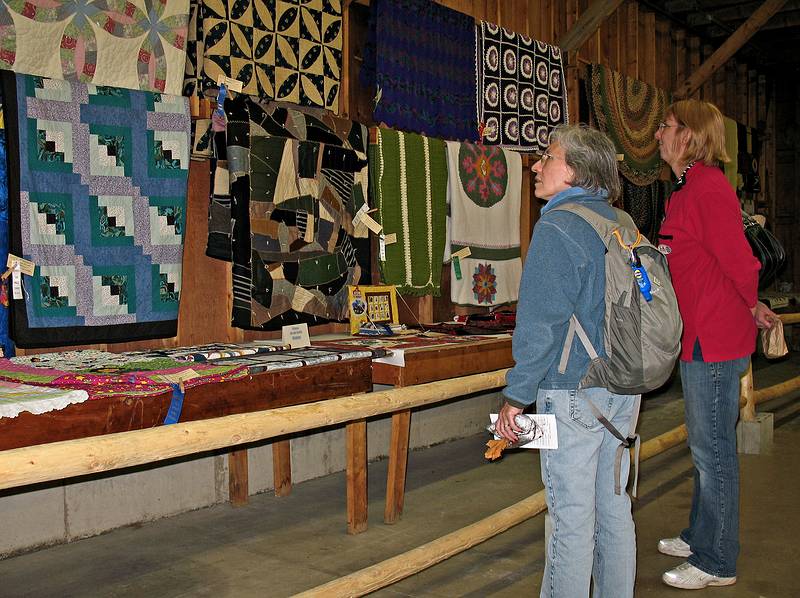 October 11, 2008 - At the Sandwich Fair, Sandwich, New Hampshire.<br />Joyce and Carol admiring the quilts.