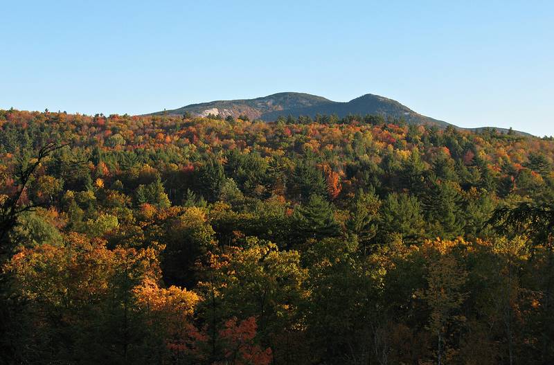 Oct. 12, 2008 - Campton, New Hamshire.<br />At Bill and Carol's log cabin.<br />Dickey and Welch peaks as seen from the rear deck.