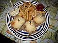 October 23, 2008 - Farmville, Virginia.<br />Everyone chose the same dish: three small sandwiches of pulled pork to sample the sauces.