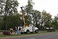 October 24, 2008 - Charlottesville, Virginia.<br />Installing 'Strobus' on the median of 5th Street SW along Tonsler Park.<br />Elizabeth and Joyce standing by while one the crew drills holes for the anchor bolts.