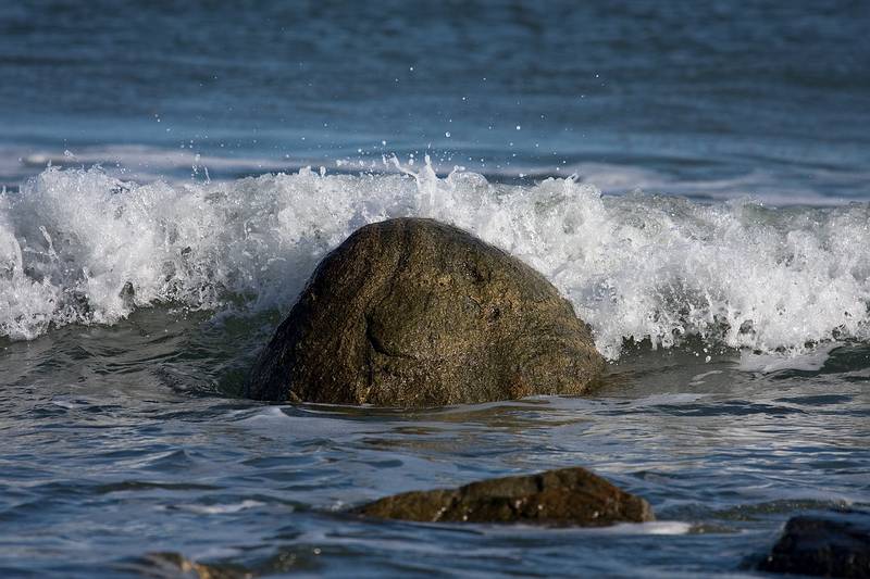 October 30, 2008 - Sandy Point State Reservation, Plum Island, Massachusetts.<br />The rock at high tide.