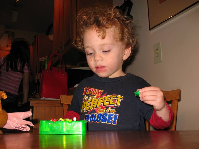 Nov. 22, 2008 - Merrimac, Massachusetts.<br />Matthew playing with his second favorite toy: fishing with a magnet at the end of the rod.