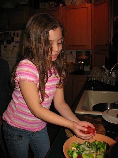 Nov. 22, 2008 - Merrimac, Massachusetts.<br />Miranda preparing salad for supper.
