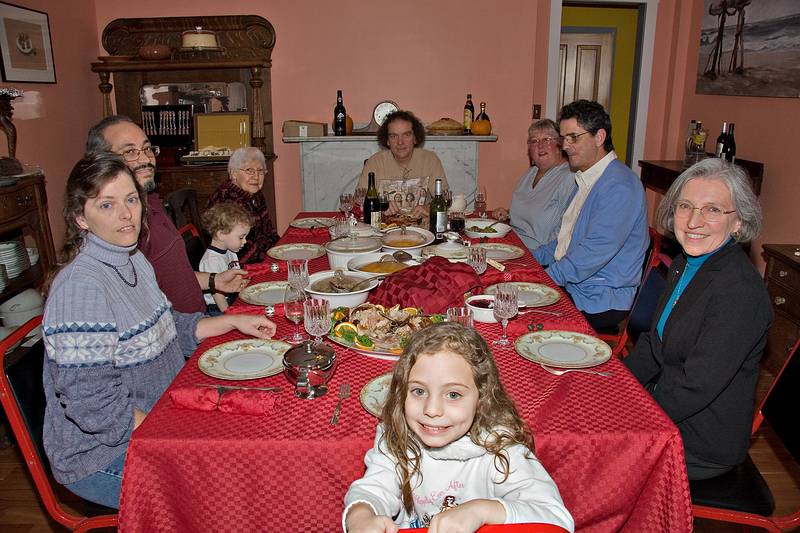 Nov. 27, 2008 - At Paul and Norma's in Tewksbury, Massachusetts.<br />Thanksgiving dinner.<br />Holly, Carl, Matthew, Marie, Paul, Norma, David, Joyce, and Miranda in the front.