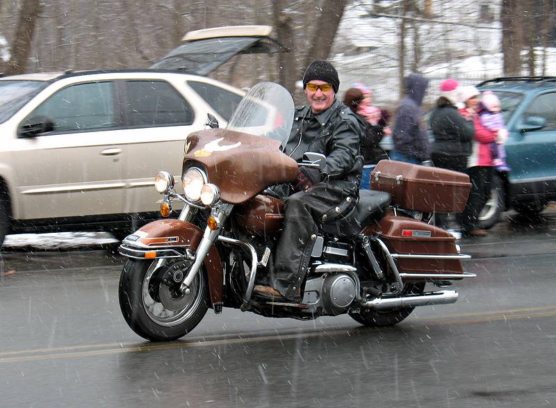 Dec. 7, 2008 - Santa Parade in Merrimac, Massachusetts.<br />A Harley-Davidson.