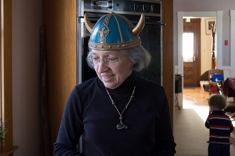 Dec. 25, 2008 - Merrimac, Massachusetts.<br />Joyce wearing Matthew's present from Melody.