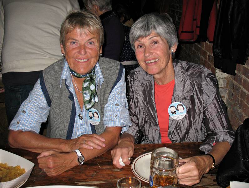 October 17, 2008 - Radegast Beer Hall, Williamsburg, Brooklyn, New York.<br />Julian and Gisela's Wedding Eve.<br />Traudl (Gisela's godmother and Karl's cousin from Austria) and Heidi (Gisela's mother).
