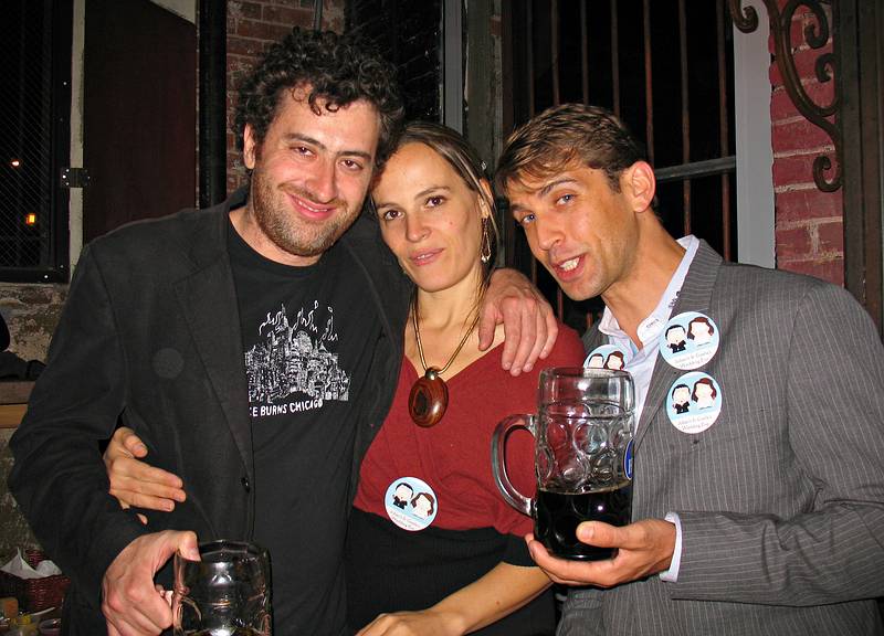 October 17, 2008 - Radegast Beer Hall, Williamsburg, Brooklyn, New York.<br />Julian and Gisela's Wedding Eve.<br />Spencer (friend), Mary (Spencer's girlfriend), and Drew (friend and best man).
