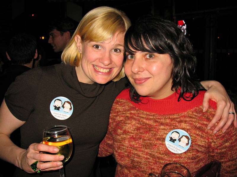 October 17, 2008 - Radegast Beer Hall, Williamsburg, Brooklyn, New York.<br />Julian and Gisela's Wedding Eve.<br />Cynthia (best lady and Jim's wife) and Celia (friend).