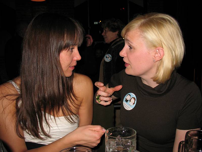 October 17, 2008 - Radegast Beer Hall, Williamsburg, Brooklyn, New York.<br />Julian and Gisela's Wedding Eve.<br />Gisela and Cynthia.