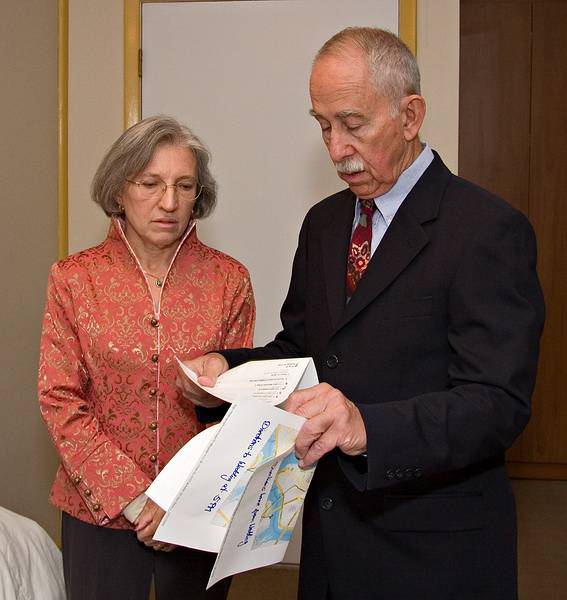 October 18, 2008 - Manhattan, New York, New York.<br />In our room at the 23rd Street B&B.<br />Joyce and Ronnie checking the directions to the wedding site.