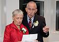 October 18, 2008 - Julian and Gisela's wedding, Brooklyn, New York.<br />Baiba and Ronnie going over Baiba's speech