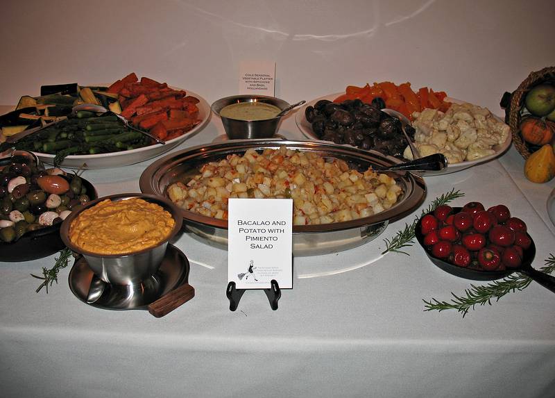 October 18, 2008 - Julian and Gisela's wedding, Brooklyn, New York.<br />Spanish food at one end of the table.