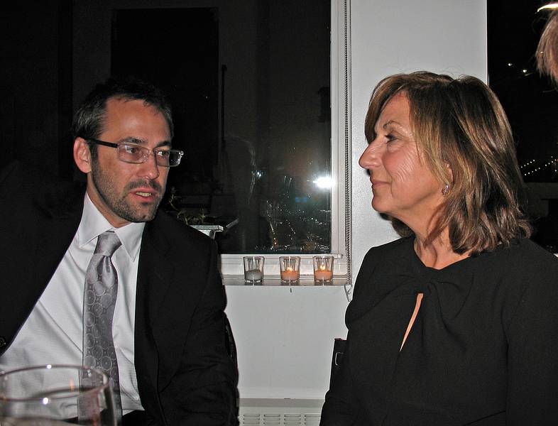 October 18, 2008 - Julian and Gisela's wedding, Brooklyn, New York.<br />Julian talking to Carmen.