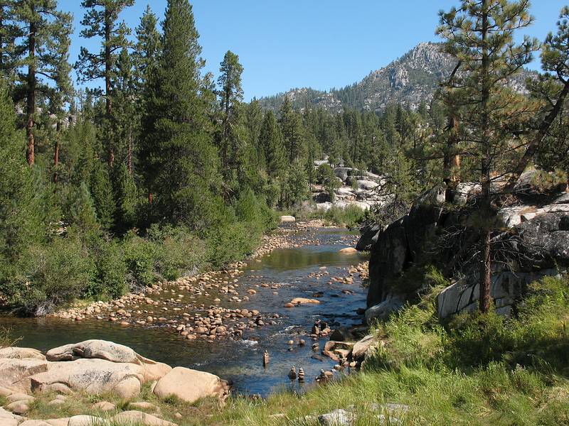 Sept. 5, 2008 - Day before Melody's and Sati's wedding at Mono Hot Springs, California.<br />The South Fork of San Juaquin River flows past the resort.