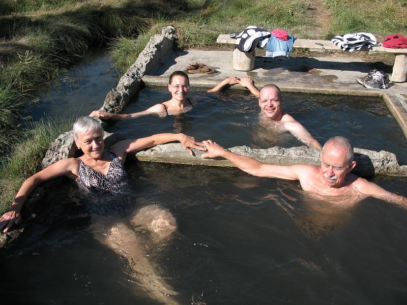 Sept. 6, 2008 - Melody's and Sati's wedding day at Mono Hot Springs, California.<br />Baiba, Becky, Ernie, and Ronnie enjoying one of the hot springs.