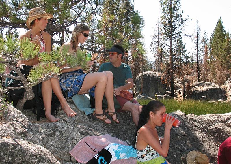 Sept. 6, 2008 - Melody's and Sati's wedding day at Mono Hot Springs, California.<br />Diane, Jill, Joel, and Priya at Doris Lake.
