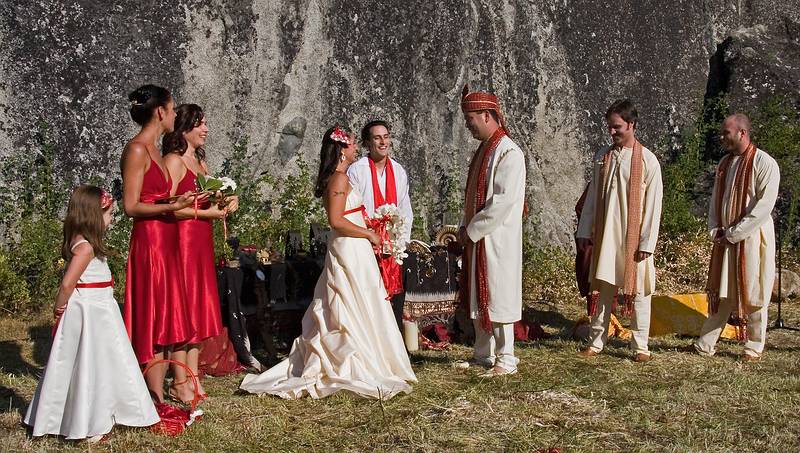 Sept. 6, 2008 - Melody's and Sati's Wedding at Mono Hot Springs, California.<br />Miranda, Priya, Megan H., Melody, Brad M., Sati, Andre, Suman, and Brad K..