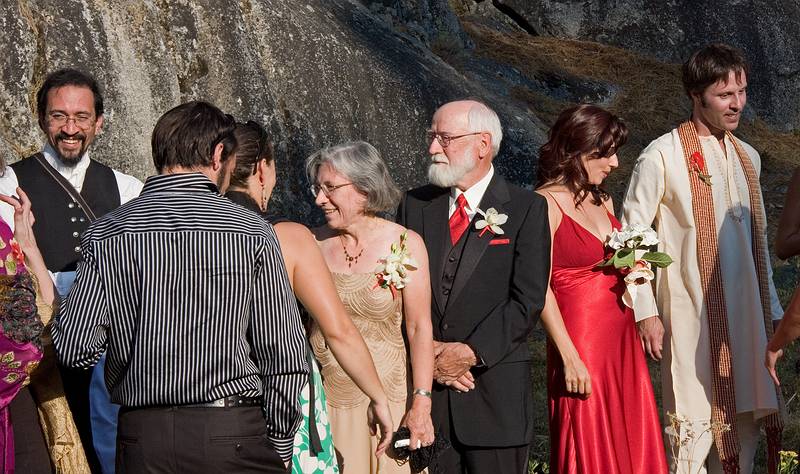 Sept. 6, 2008 - Melody's and Sati's Wedding at Mono Hot Springs, California.<br />Eric, Joyce, Egils, Megan H., and Andre in the reception line.