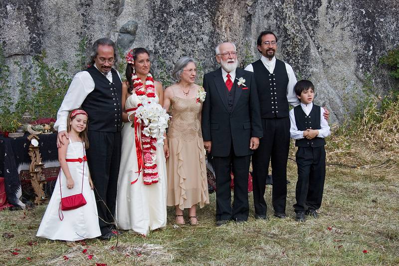 Sept. 6, 2008 - Melody's and Sati's Wedding at Mono Hot Springs, California.<br />Miranda, Carl, Melody, Joyce, Egils, Eric, and Gujn.