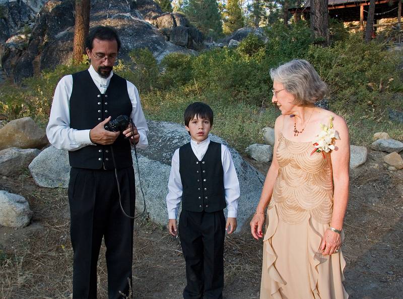 Sept. 6, 2008 - Melody's and Sati's Wedding at Mono Hot Springs, California.<br />Eric, Gujn, and Joyce.