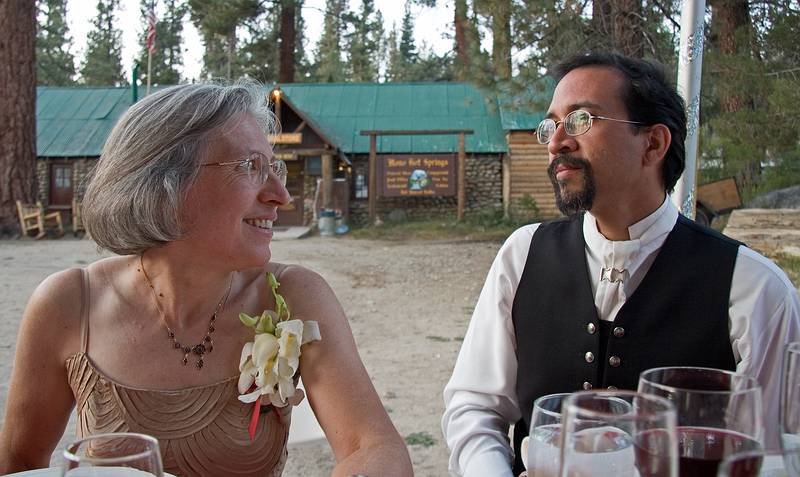 Sept. 6, 2008 - Melody's and Sati's Wedding at Mono Hot Springs, California.<br />Joyce and Eric.