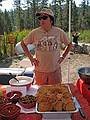 Sept. 7, 2008 - The day after Melody's and Sati's wedding at Mono Hot Springs, California.<br />Indian brunch courtesy of Suman and Sargam.<br />Paul (Melody's uncle) helping out with serving the brunch.