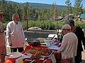 Sept. 7, 2008 - The day after Melody's and Sati's wedding at Mono Hot Springs, California.<br />Indian brunch courtesy of Suman and Sargam.<br />Paul and Suman watch Norma explain the food choices to Marie.