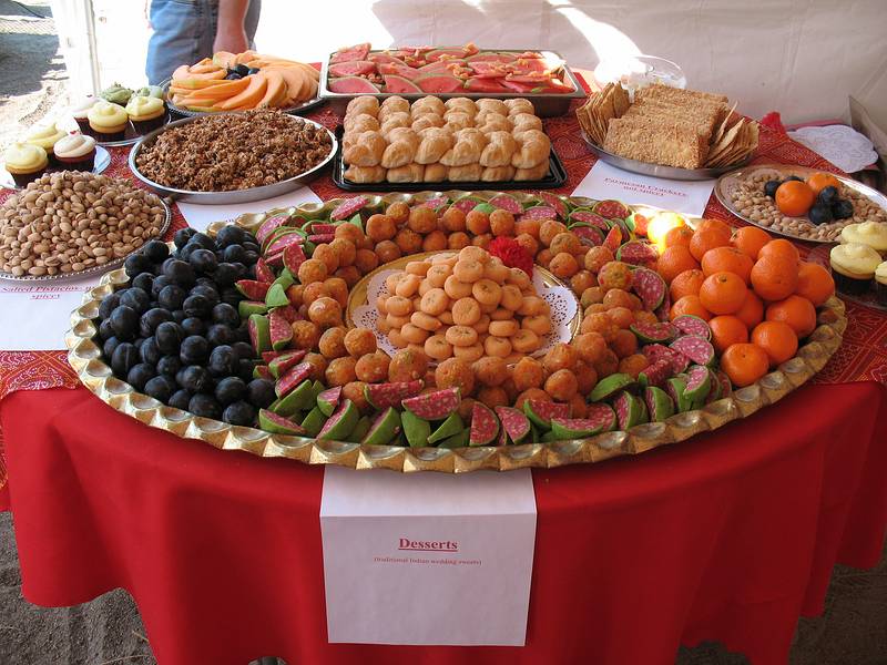 Sept. 7, 2008 - The day after Melody's and Sati's wedding at Mono Hot Springs, California.<br />Indian brunch courtesy of Suman and Sargam.<br />Traditional Indian wedding sweets.