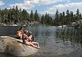 Sept. 7, 2008 - The day after the wedding, Mono Hot Springs, California.<br />Melody, Baiba, Joyce at Doris Lake and Miranda in it.
