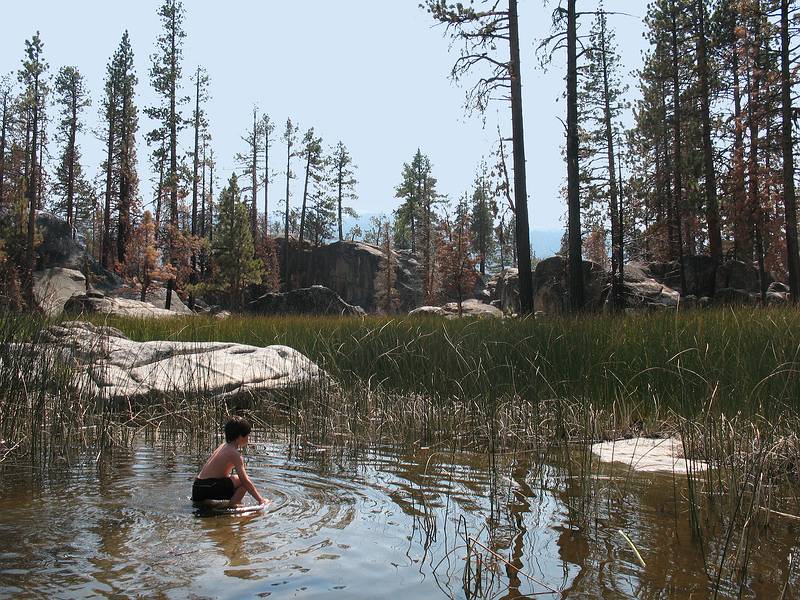 Sept. 7, 2008 - The day after the wedding, Mono Hot Springs, California.<br />Gujn in Doris Lake.