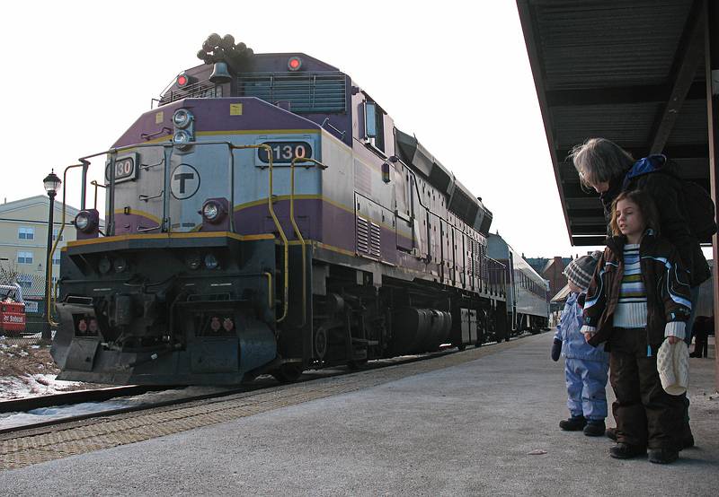 Jan. 6, 2009 - Salem, Massachusetts.<br />Matthew, Joyce, and Miranda.<br />Train leaving for Boston. We just arrived on it from Newburyport.