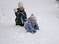 Jan. 11, 2009 - Merrimac, Massachusetts.<br />Miranda and Matthew playing in the new snow.