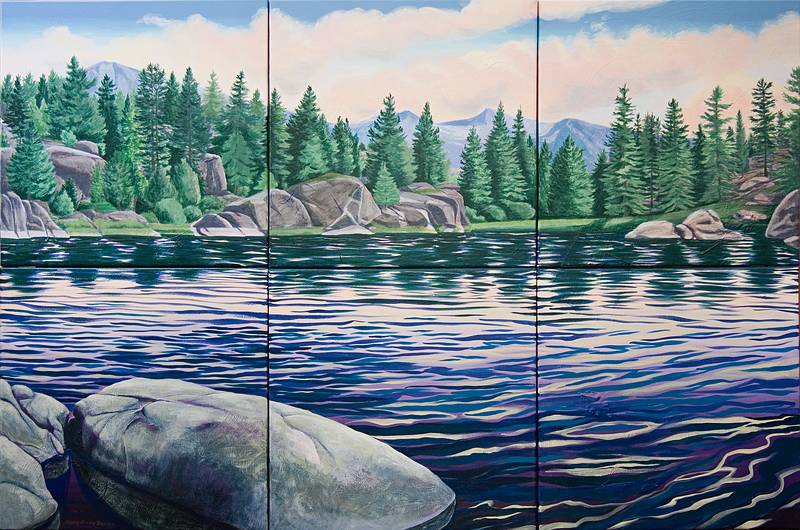 Jan. 27, 2009 - Merrimac, Massachusetts.<br />Painting (sixty by forty inches in six canvases) of Doris Lake, California, by Joyce.