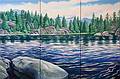 Jan. 27, 2009 - Merrimac, Massachusetts.<br />Painting (six two foot by two foot canvases) of Doris Lake, Califirnia, by Joyce.