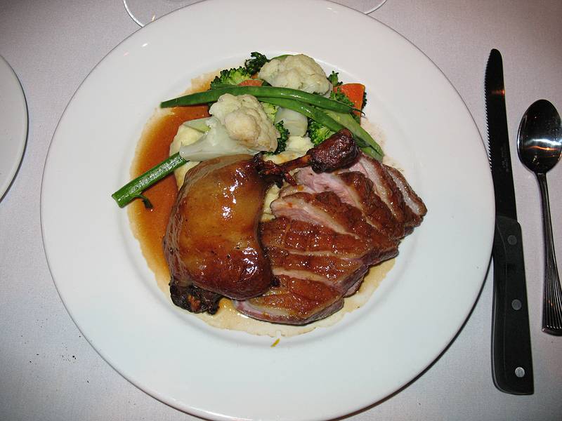 Feb. 5, 2009 - Wells, Maine.<br />Belated (due to sicknesses) Joyce's birthday dinner at Joshua's Restaurant.<br />My duck dinner, which was excellent.