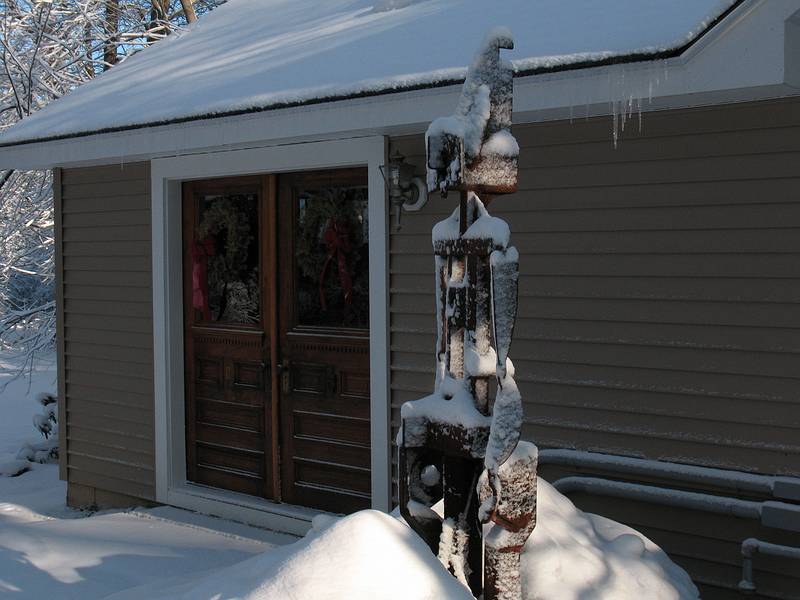 Feb. 21, 2009 - Merrimac, Massachusetts.<br />Around the house after a fresh overnight snowfall.<br />Joyce's steel sculpture "The Sentinel".