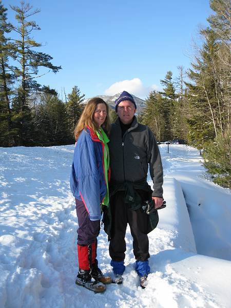 Feb. 21, 2009 - Off Rt. 49 in the White Mountains, New Hampshire.<br />On trail along Smarts Brook (photo by Joyce).<br />Dale and Chris.