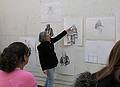 Feb. 25, 2009 - Middlesex Community College, Lowell, Massachusetts.<br />Joyce commenting on her students' drawings of me.