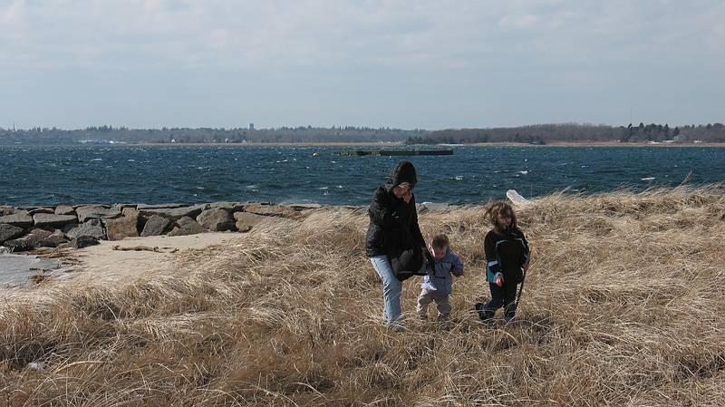 Feb. 27, 2009 - Salisbury State Park, Salisbury, Massachusetts.<br />Joyce, Matthew, and Miranda battling the wind.