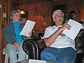 April 4, 2009 - At Bill and Carol's log cabin in Campton, New Hampshire.<br />Joyce and Bill singing along.