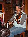 April 4, 2009 - At Bill and Carol's log cabin in Campton, New Hampshire.<br />Moe on the fiddle.