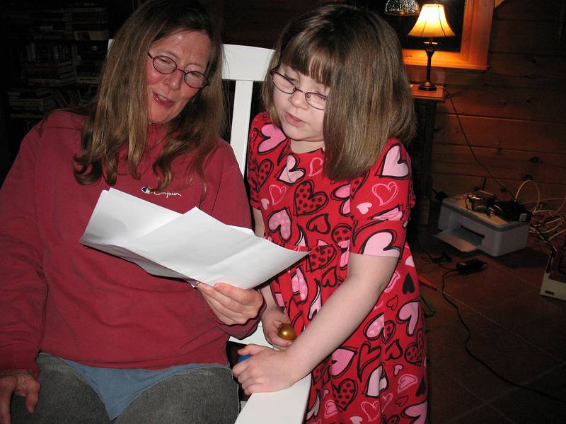 April 4, 2009 - At Bill and Carol's log cabin in Campton, New Hampshire.<br />Dale and Sasha.