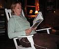April 4, 2009 - At Bill and Carol's log cabin in Campton, New Hampshire.<br />Carol reading us a poem.