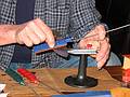 April 5, 2009 - At Bill and Carol's log cabin in Campton, New Hampshire.<br />The Lansky sharpening system in action.