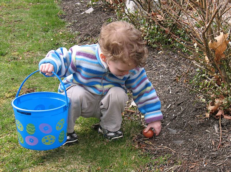 April 12, 2009 - At Tom and Kim's in South Hampton, New Hampshire.<br />Matthew looking for Easter eggs and finding many.