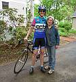 May 9, 2009 - Merrimac, Massachusetts.<br />Leslie, who dropped by on her weekend bicycle training run, and Joyce.
