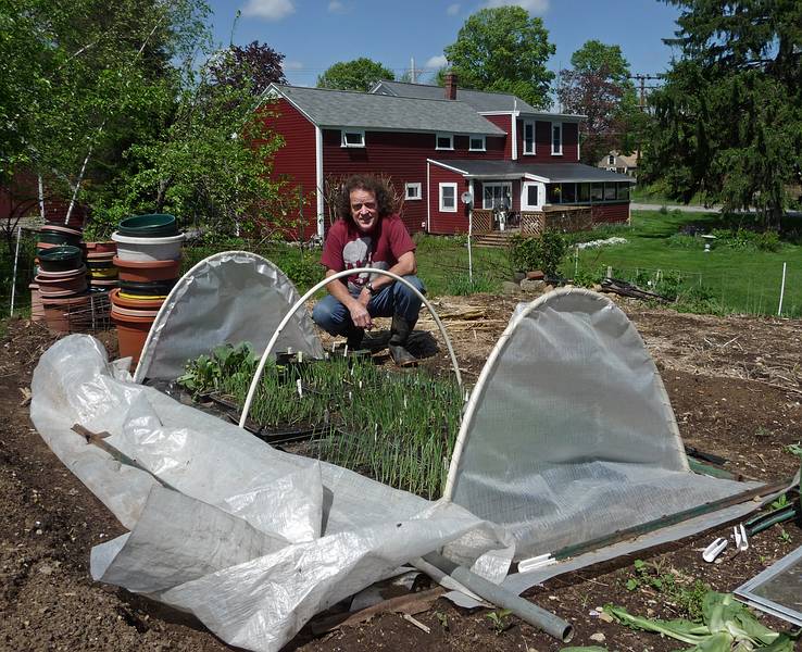 May 10, 2009 - Mothers Day at Paul and Norma's in Tewksbury, Massachusetts.<br />Paul in his garden.