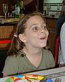 May 10, 2009 - Mothers Day at Paul and Norma's in Tewksbury, Massachusetts.<br />Miranda chewing a pickle.
