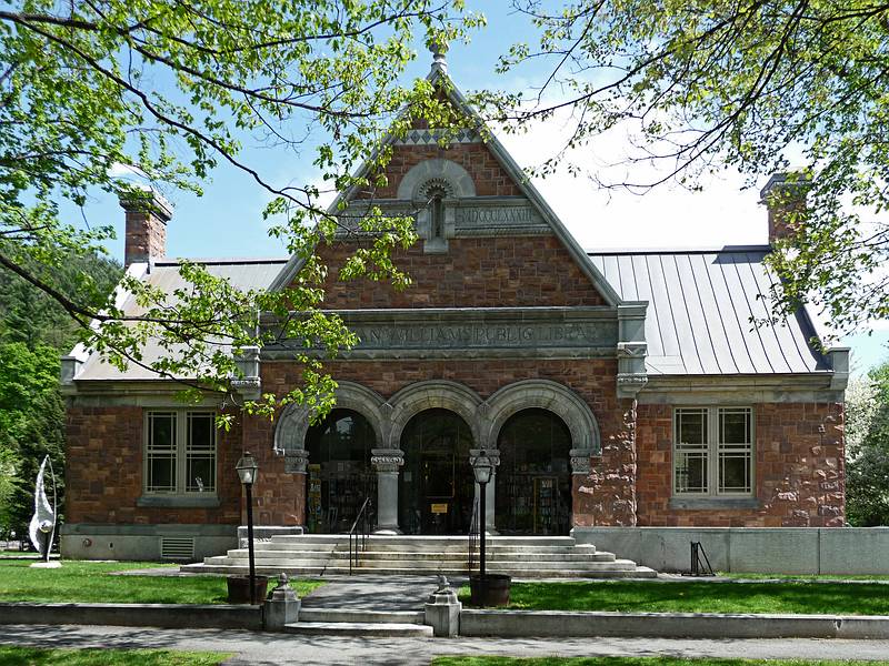 May 15, 2009 - Woodstock, Vermont.<br />The public library on The Green.